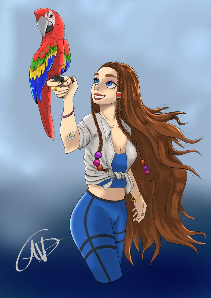 La fille et le Perroquet